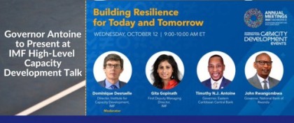 Governor Antoine to Present at IMF High-Level Capacity Development Talk