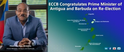 ECCB Congratulates Prime Minister of Antigua and Barbuda on Re-election